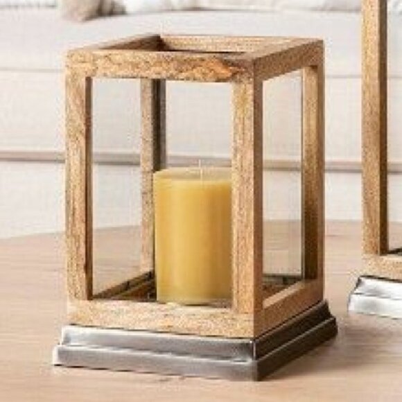 Magnolia Home - Hearth & Hand - Mango Wood & Glass Lantern - Picture 2 of 13